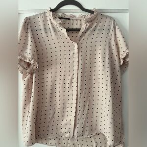 Tahari blouse.  Pink with black polka dots size medium